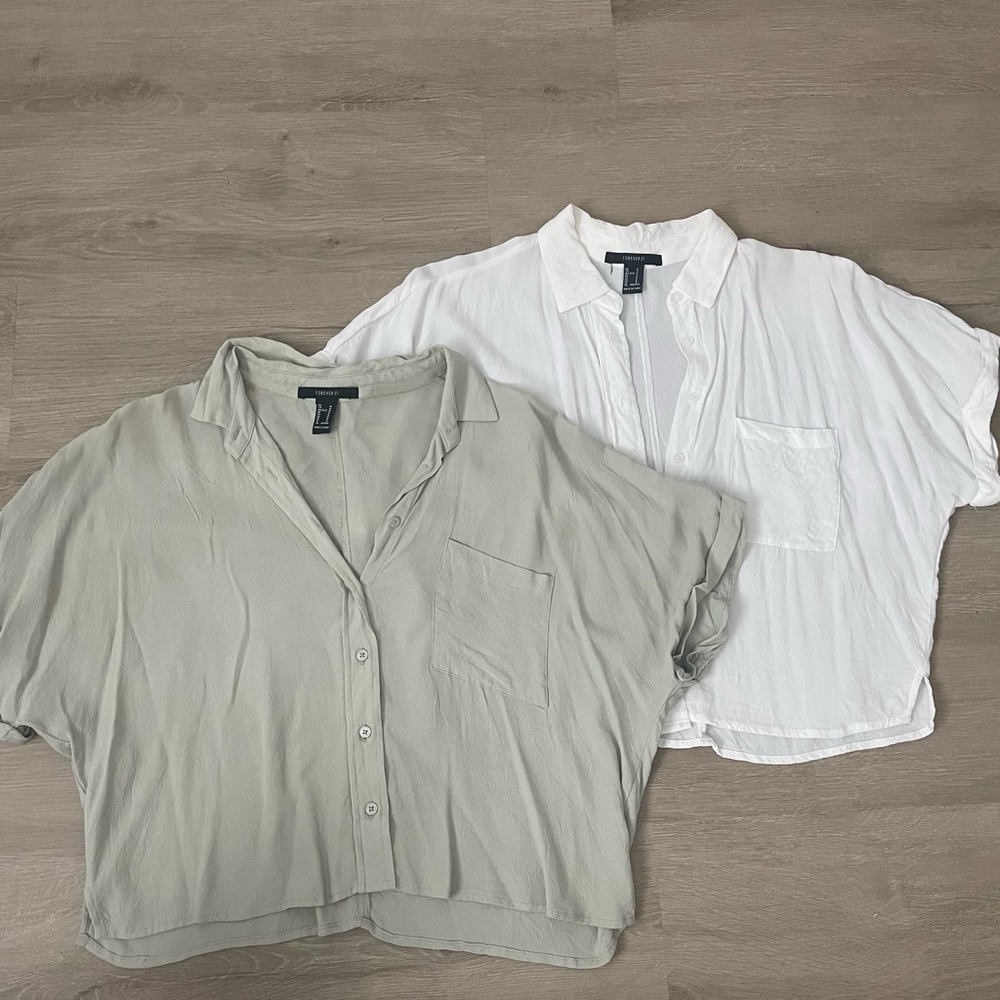 Linen blend button up pack of 2